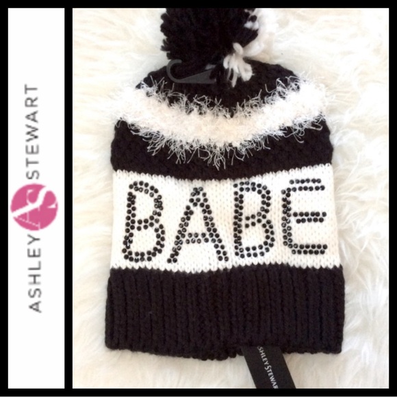 NWT Embellished “BABE” Pom Pom Hat - Picture 2 of 6